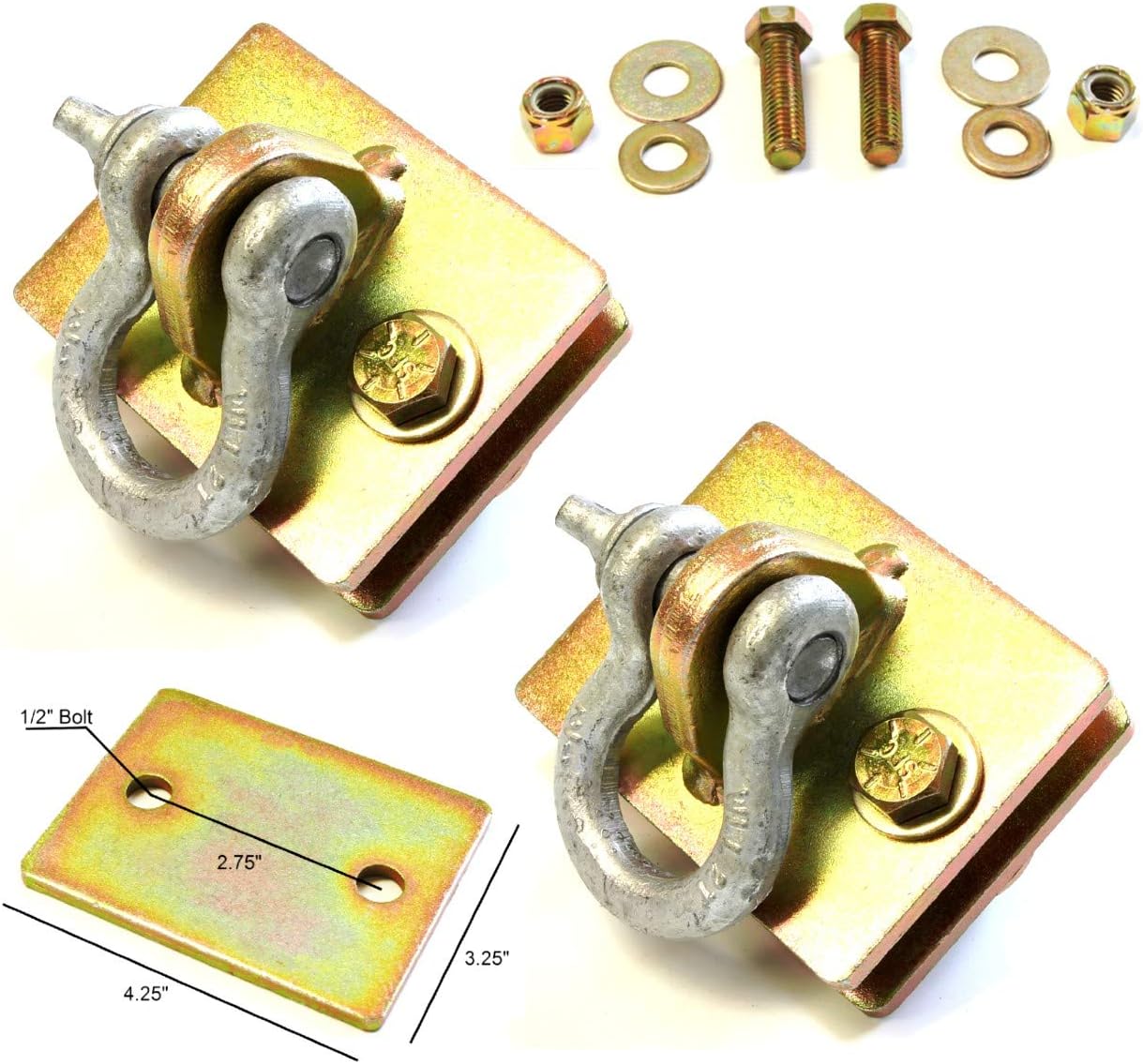 BRAND, CATEGORY, GRIPON, SHACKLES & PARTS, (Pack of 2) Bolt On Clevis Mount - Accepts 1/2in Shackle (Bolt On Mount Only)