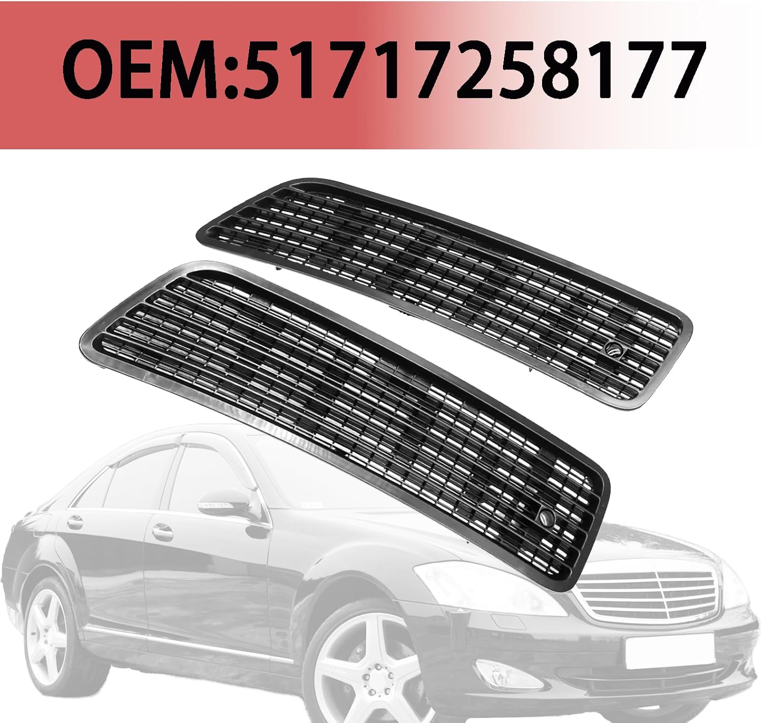 BRAND, CATEGORY, GRILLES, HEWEIXH, Pair Front Hood Upper Grill Vent 2218800205 2218800305 Compatible with Mercedes Benz S550 W221 2007-2013