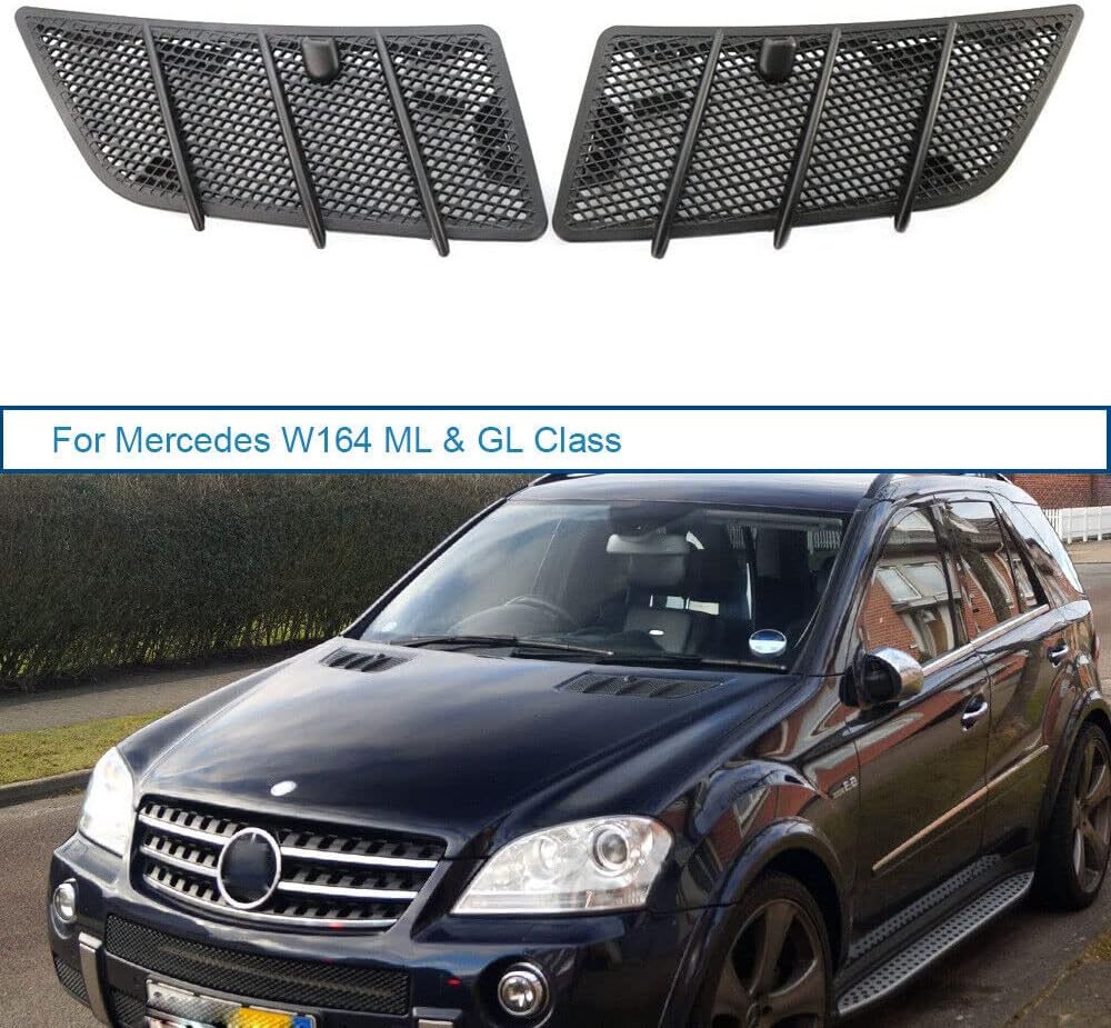 BRAND, CATEGORY, GRILLES, PARTSCOLLECT, Pair Left & Right Hood Air Vent Grill Cover Insert Mesh Compatible for W164 ML Class ML350 ML550 ML63 GL320 GL350 GL450 GL550 2008-2011 Replaces OE# 1648804405 1648804305