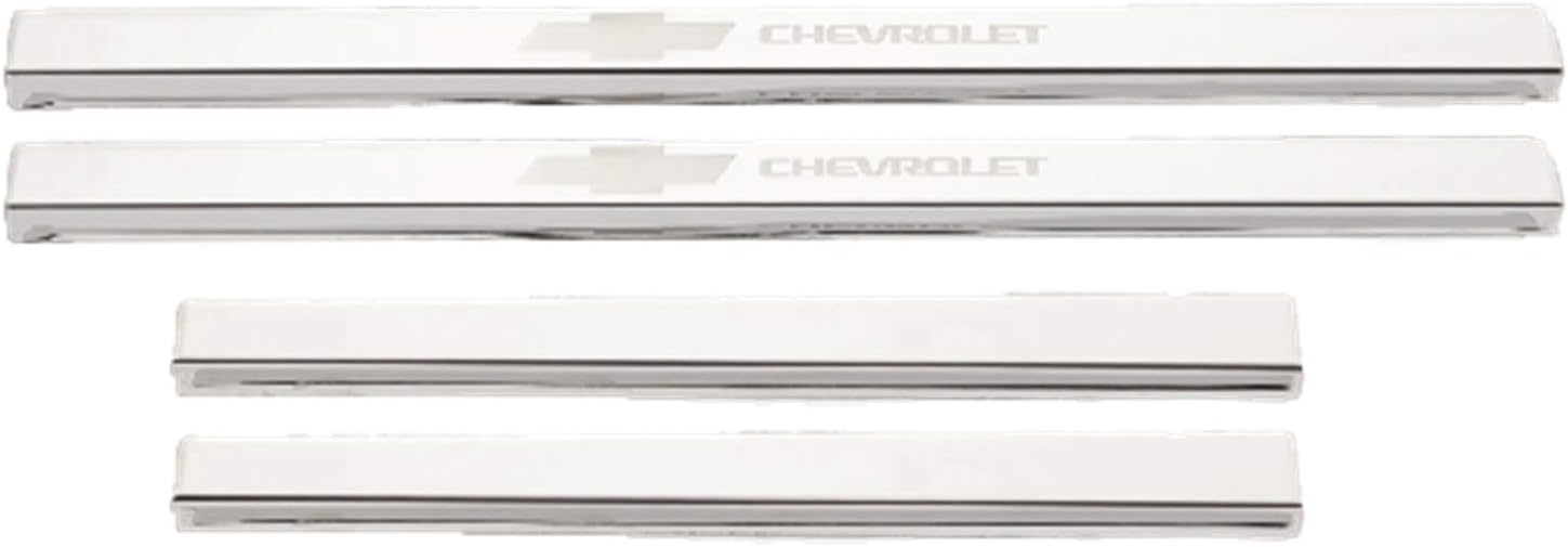 BRAND, CATEGORY, DOOR ENTRY GUARD, PUTCO, Putco Chevrolet Bowtie Licensed Stainless Steel Door Sill Plates Kit - FitsChevy Silverado 2019-2025 Crew Cab