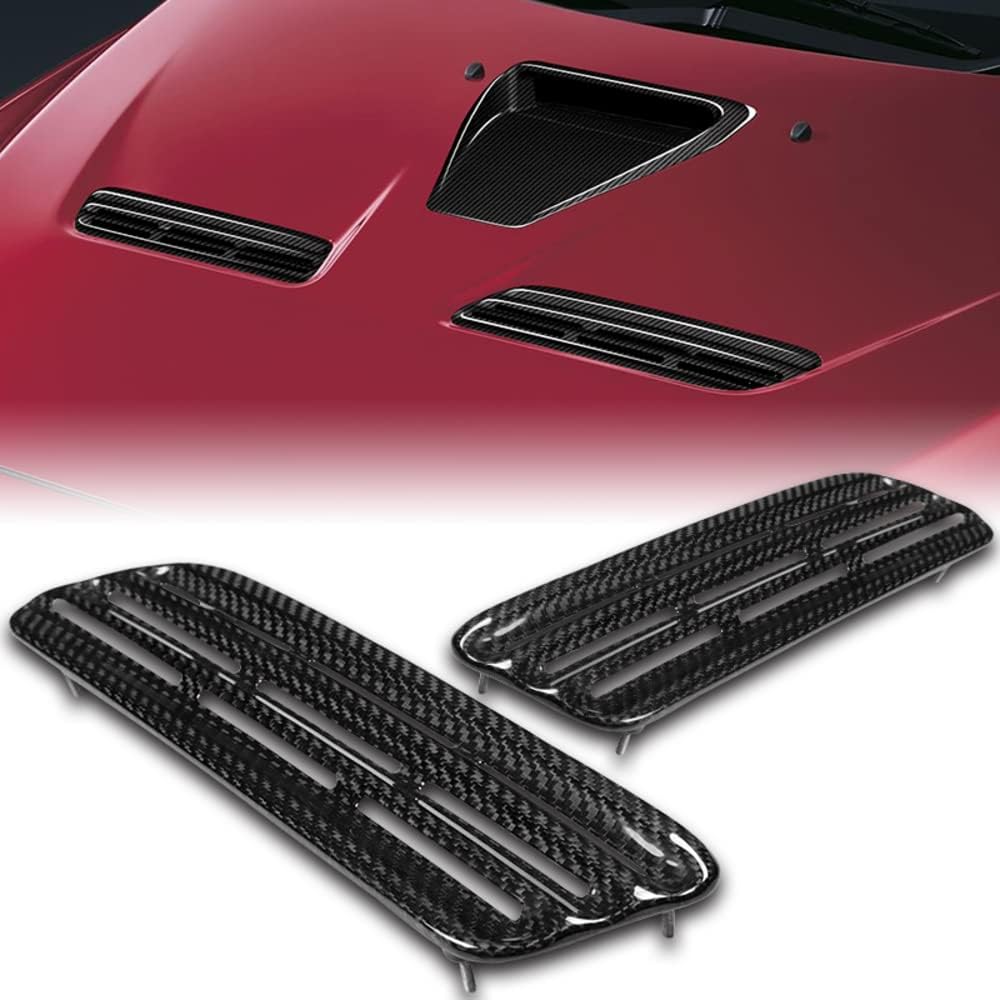 BRAND, CATEGORY, HOOD SCOOPS, W-POWER, Q1-TECH, JDM Racing Carbon Fiber Bonnet Hood Vents Compatible with 2008-2015 Mitsubishi Lancer Evolution 10 X, Decorative and Functional for Air Flow Intake, Carbon Fiber Air Intake Hood Scoop Vent