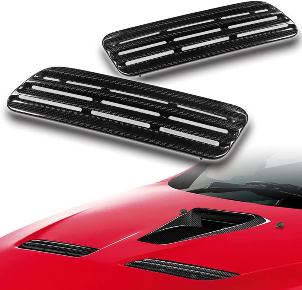 BRAND, CATEGORY, HOOD SCOOPS, W-POWER, Q1-TECH, JDM Racing Carbon Fiber Bonnet Hood Vents Compatible with 2008-2015 Mitsubishi Lancer Evolution 10 X, Decorative and Functional for Air Flow Intake, Carbon Fiber Air Intake Hood Scoop Vent