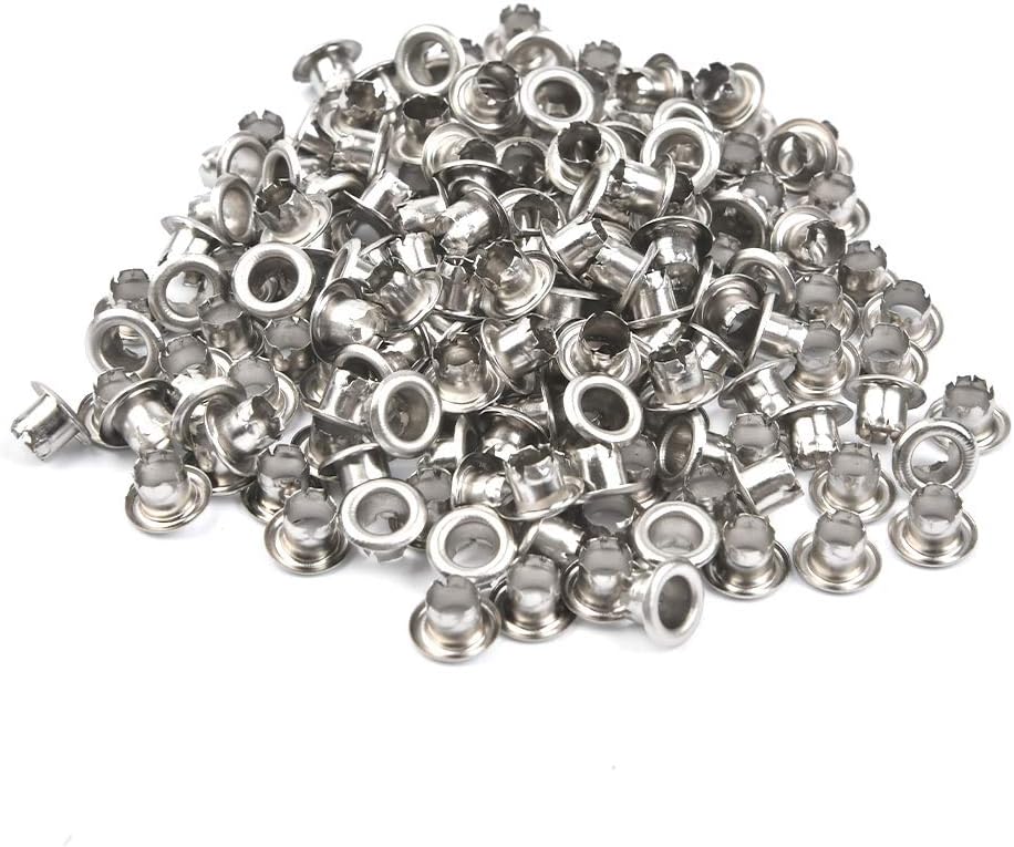 BRAND, CATEGORY, EYELETS & GROMMETS, QLOUNI, QLOUNI 500 Pack 3/16" Silvery Metal Grommets Eyelets, 5mm Hole Self Backing Eyelets for Bead Cores, Clothes, Leather, Canvas