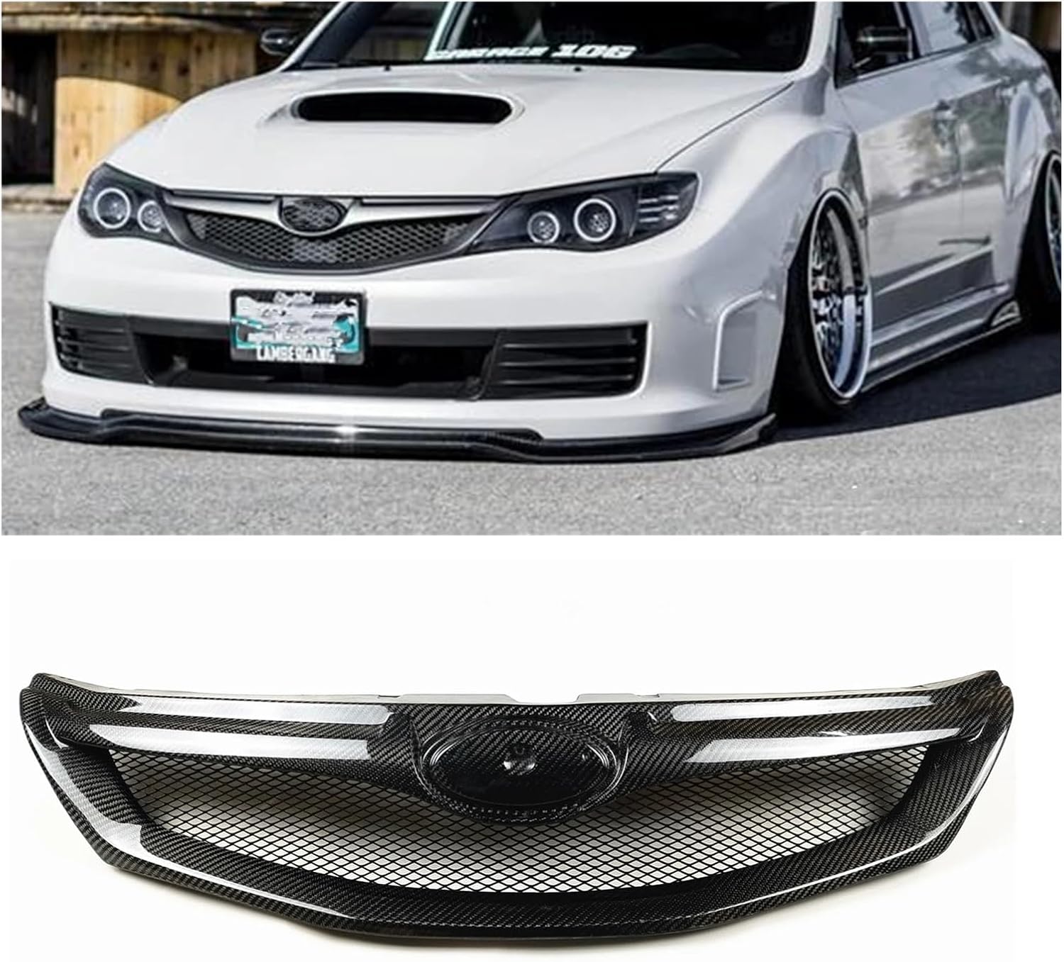 BRAND, CATEGORY, GRILLES, HUYUQI, Racing Grill Front Grille Compatible For Subaru Impreza WRX STi 2008-2011 Carbon Fiber Upper Bumper Hood Vent Mesh Car Body Kit Grid