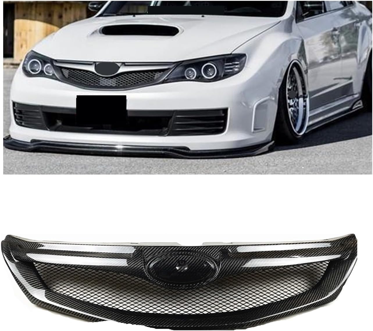 BRAND, CATEGORY, GRILLES, OKLCJUN, Racing Grill Front Grille Compatible for Subaru Impreza WRX STi 2008-2011 Real Carbon Fiber Upper Bumper Hood Vent Mesh Car Body Kit Grid