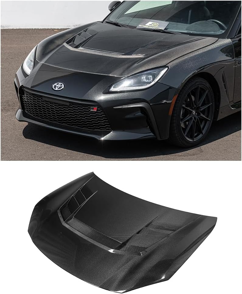 BRAND, CATEGORY, EXTREME ONLINE STORE, HOODS, Replacement For 2022-Present Toyota GR86 & Subaru BRZ Models | JDM VRS Style Carbon Fiber Replacement Front Vented Scoop Extractor Bumper Hood Cover