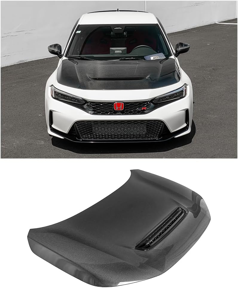 BRAND, CATEGORY, EXTREME ONLINE STORE, HOODS, Replacement For 2023-Present Honda Civic FL5 Type-R Models | JDM Factory Style Carbon Fiber Replacement Front Vented Scoop Extractor Bumper Hood Cover