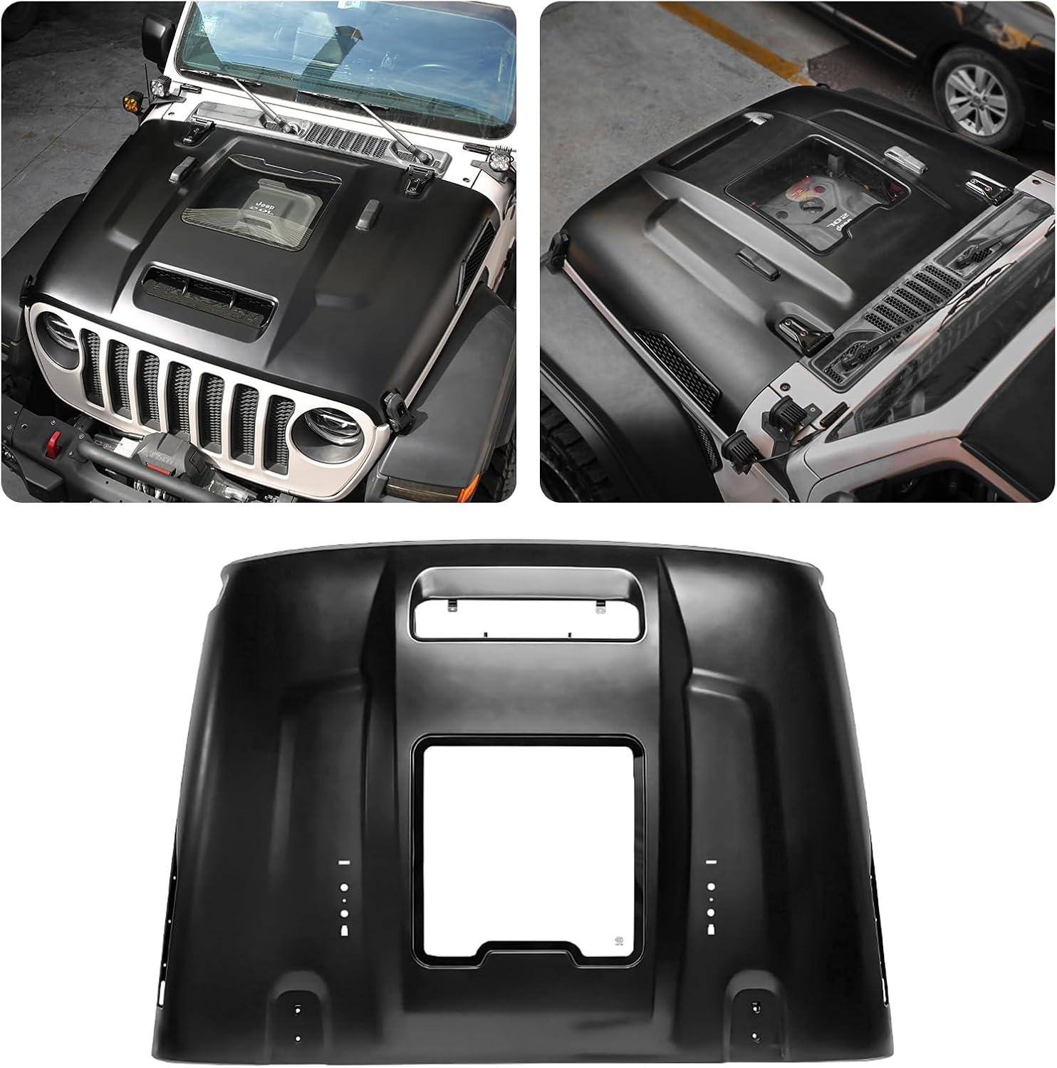 BRAND, CATEGORY, HOODS, N/Y, Replacement Hood Vented Heat Dispersion for 2018-2024 Jeep Wrangler JL JLU 2020-2024 Gladiator JT 2/4 Door