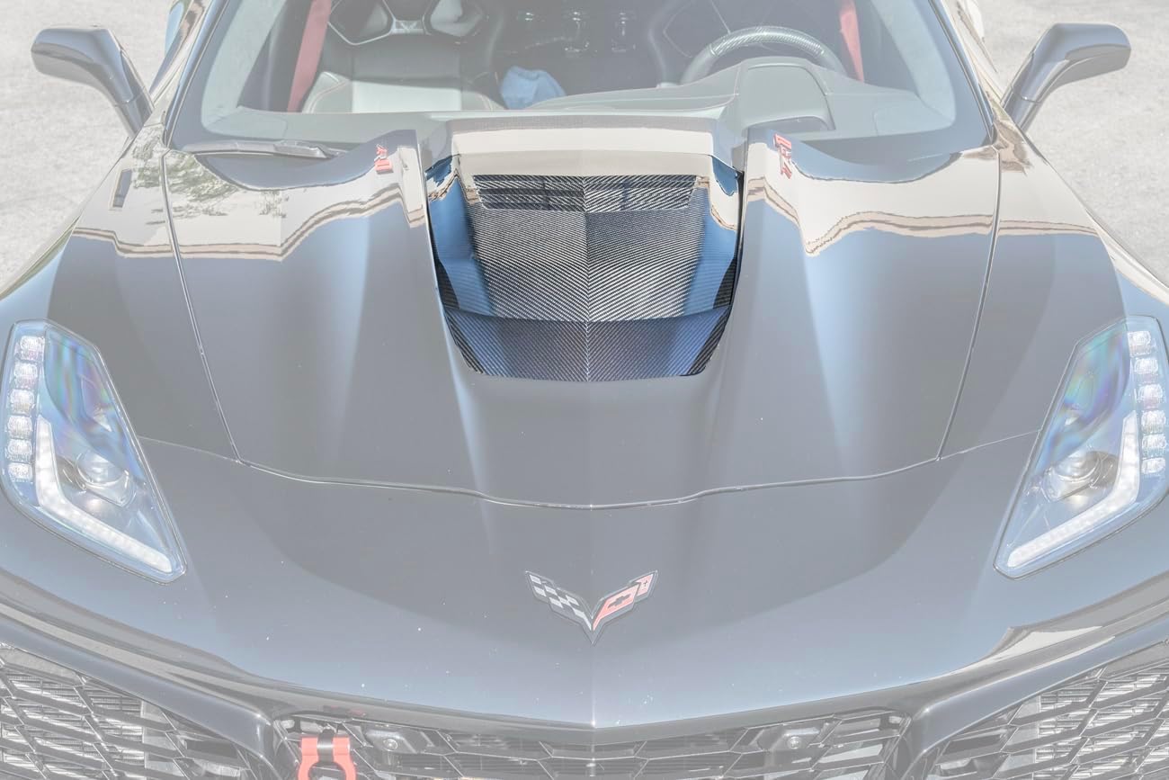 BRAND, CATEGORY, EXTREME ONLINE STORE, HOODS, Replacement for 2019 Corvette C7 ZR1 Models | GM Factory Style Replacement Carbon Fiber Front Bumper Front Vented Hood Cowl Louver Trim Cover Insert