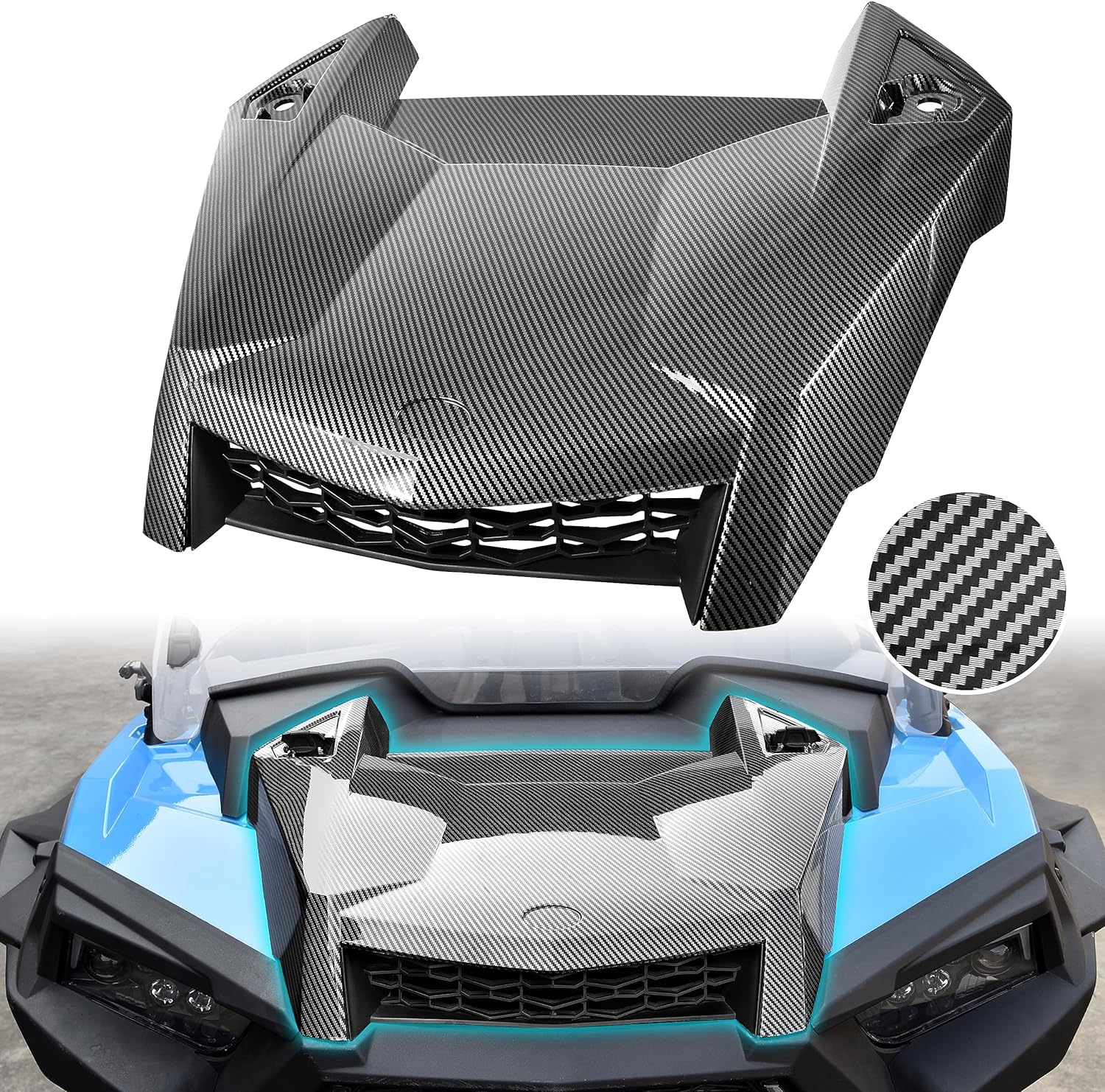 BRAND, CATEGORY, HOOD SCOOPS, SAUTVS, SAUTVS Turbo Hood for RZR XP 1000/ RZR TURBO 19-23, Carbon Fiber Pattern Turbo Hood Scoop Air Intake Kit for Polaris RZR XP 1000/ XP 4 1000/ TURBO XP 4 / TURBO S 2019-2023 Accessories