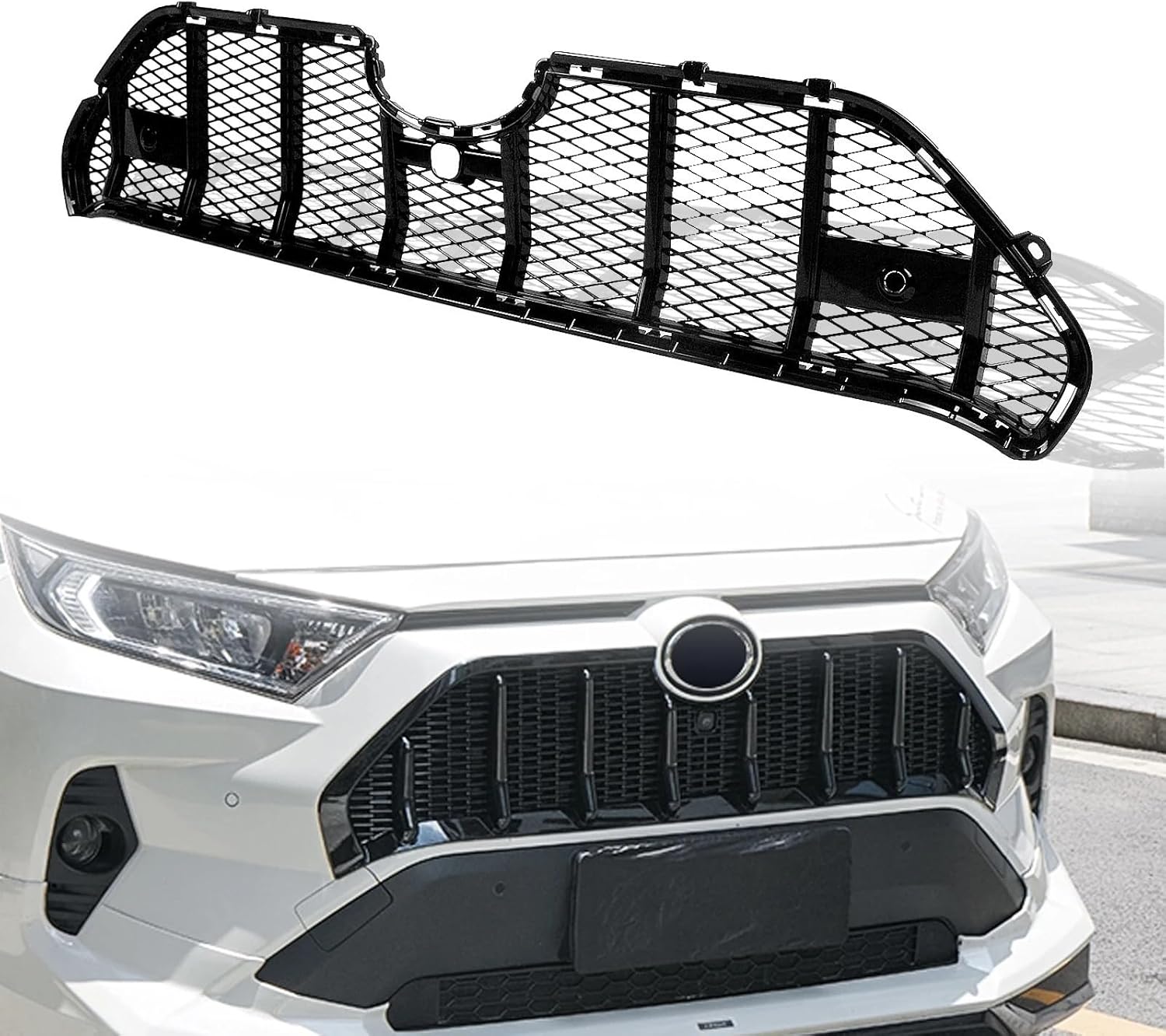 BRAND, CATEGORY, GRILLES, UNKOMN, Engine intake grille Front Grille Grill Upper Bumper Hood Mesh Air Vent Trim Grid For toyotas rav-4 2019 2020 2021 2022 Honeycomb Look (Color : Black)