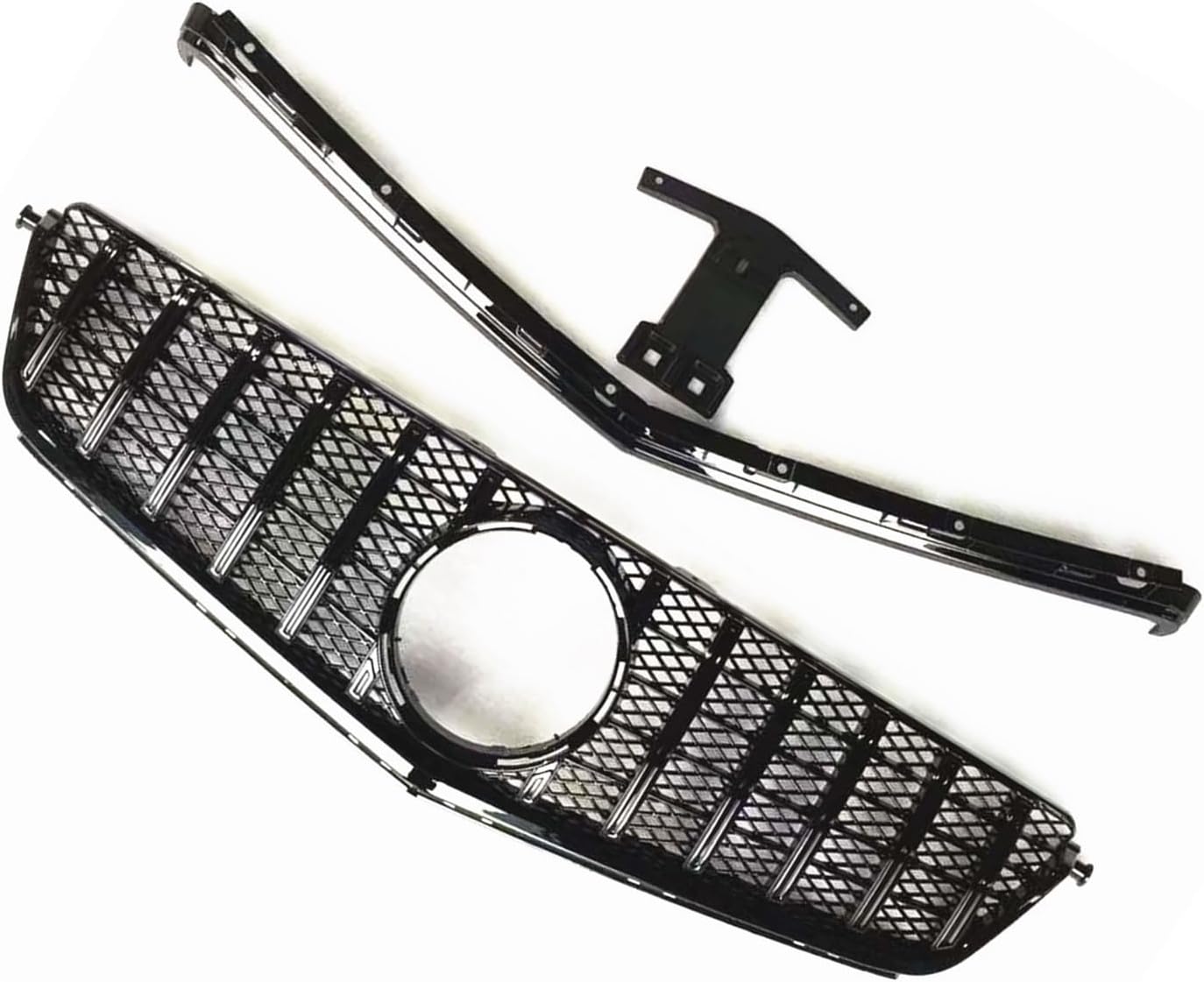 BRAND, CATEGORY, FXSMFDC, GRILLES, Sport Front Kidney Grille Grills Car Front Grille Grill Upper Bumper Hood Grid With Frame Bracket Auto Part For Mercedes For Benz C63 For AMG 2008-2011 GT Car Grilles