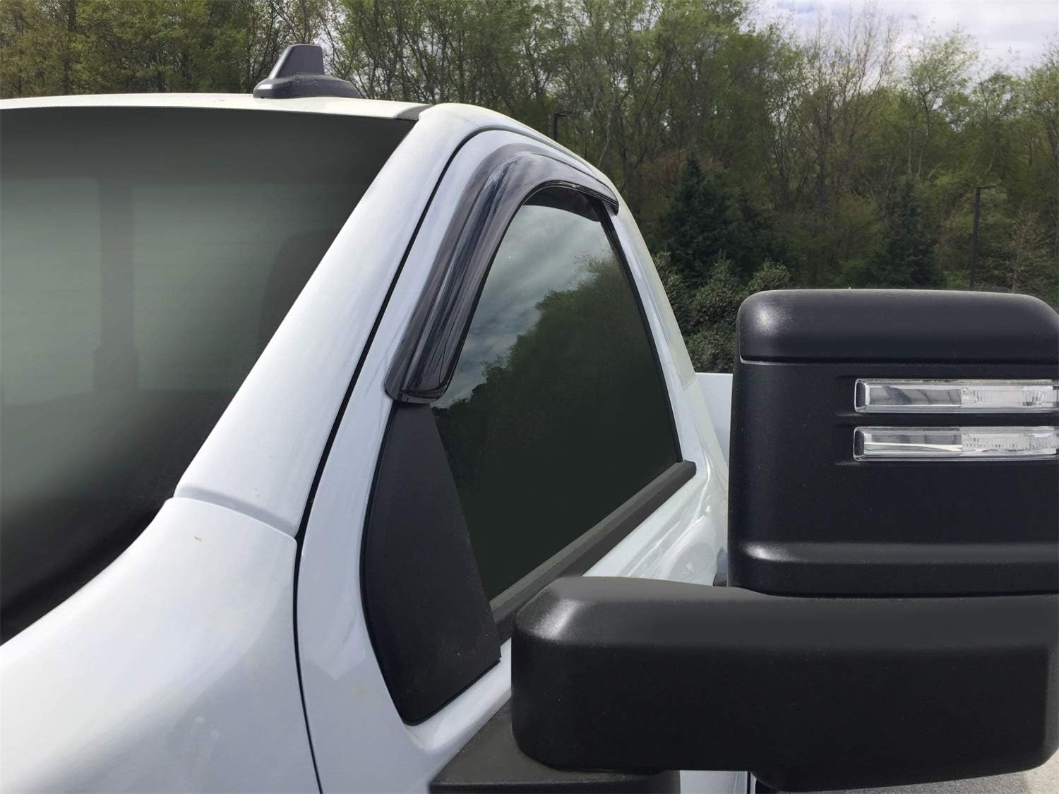 BODY, BRAND, CATEGORY, REALTRUCK, Stampede | Tape-Onz Sidewind Deflectors | 2014-2018 Chevrolet Silverado1500 Standard Cab - Smoke, 2 Pcs. | 60106-2