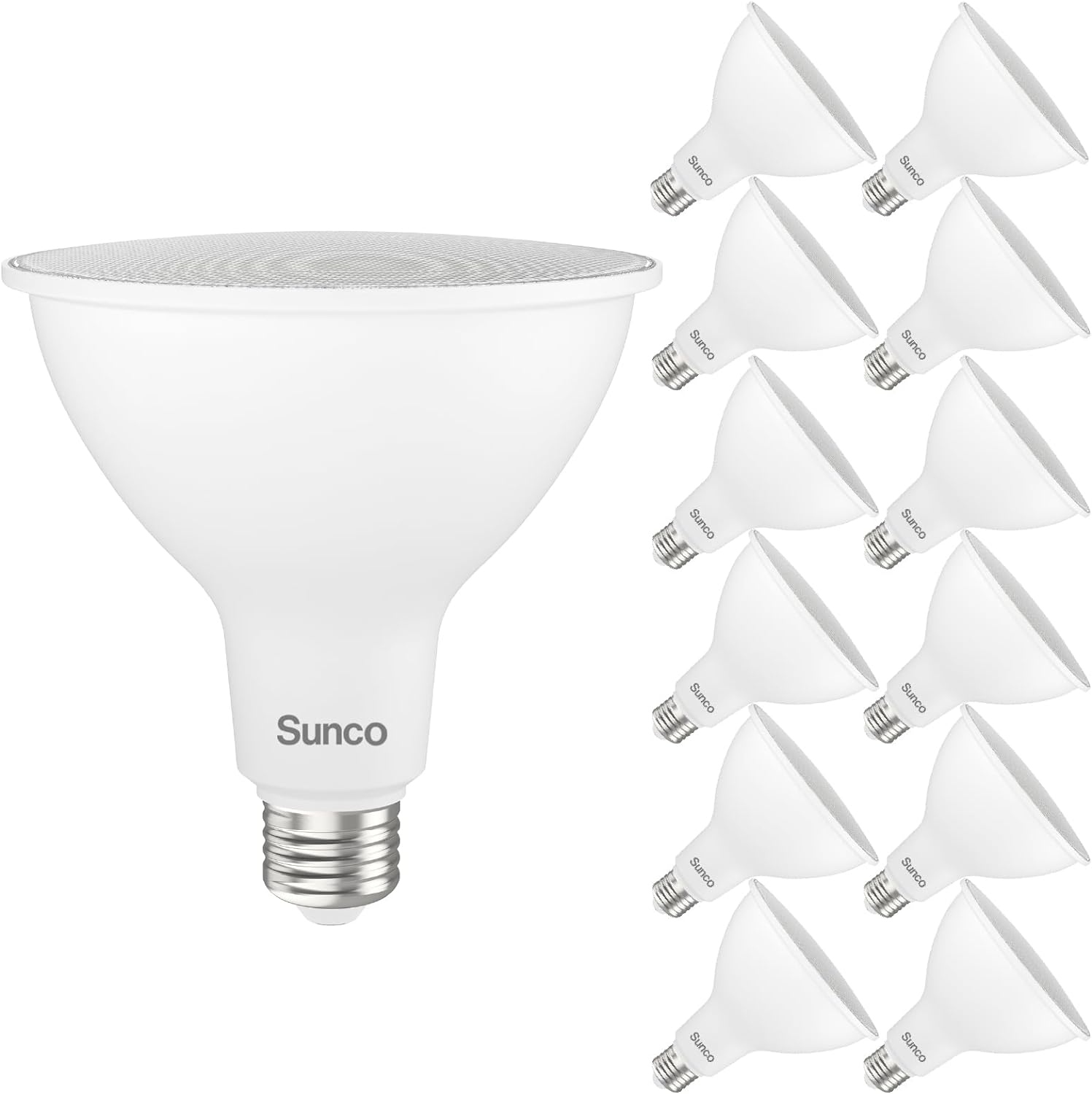 BRAND, CATEGORY, LED BULBS, SUNCO LIGHTING, Sunco 12 Pack 1800 Lumens Outdoor LED Flood Light Waterproof PAR38 LED Bulb, Dimmable, 15W=150W, 5000K Daylight, E26 Base, UL Listed