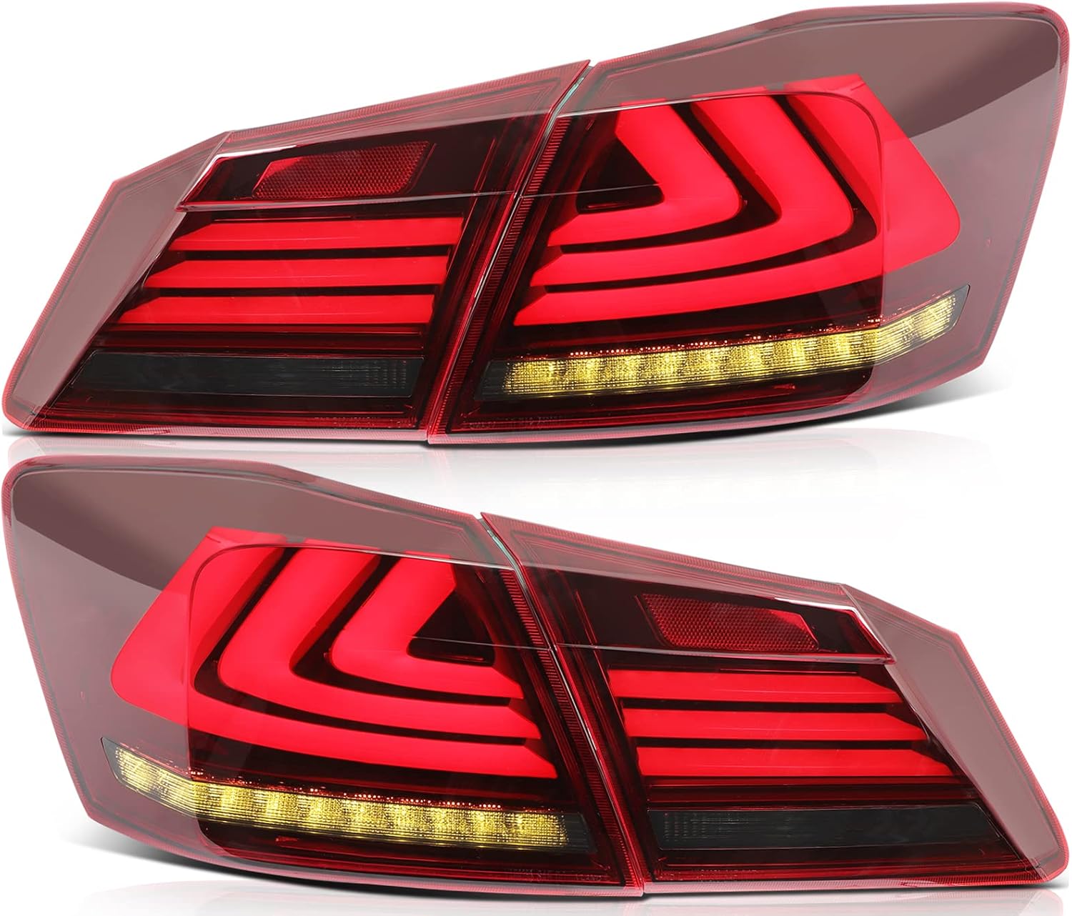 BRAND, CATEGORY, LBRST, TAIL LIGHT ASSEMBLIES, Tail Light Assembly for Honda Accord 2014-2015 Red Housing Clear Lens Driver and Passenger Side Tail Lamp