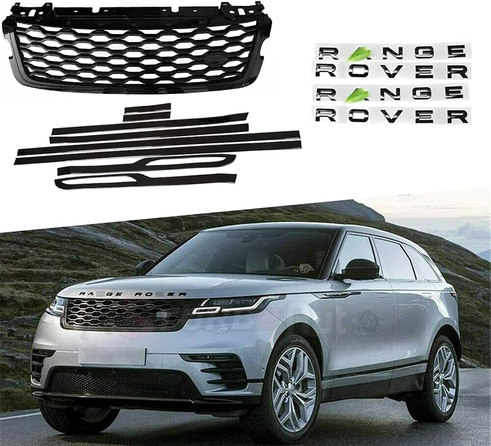 BRAND, CATEGORY, GRILLES, URP, URP Front Side Hood Grille Mesh Bar Vent Trims Fits for Range Rover Velar 2018-2021