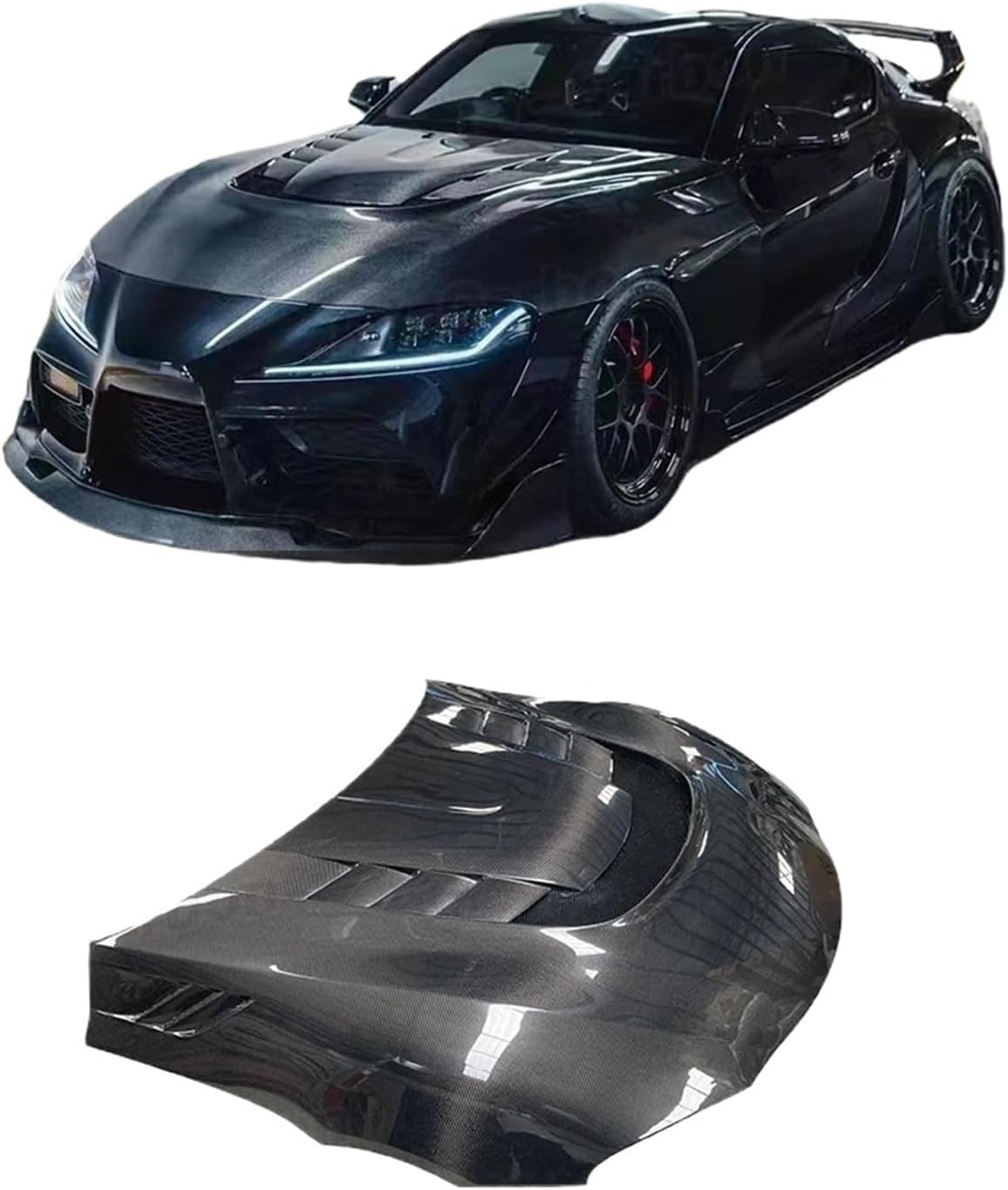 BRAND, CATEGORY, HOODS, IALQXYCX, VRS Style Hood Carbon Fiber Compatible For Toyota GR Supra A90 A91 Mk5 Bonnet Hood Car Accessories Carbon Bonnet Engine Cover FRP 2019+(Half Carbon Fiber)