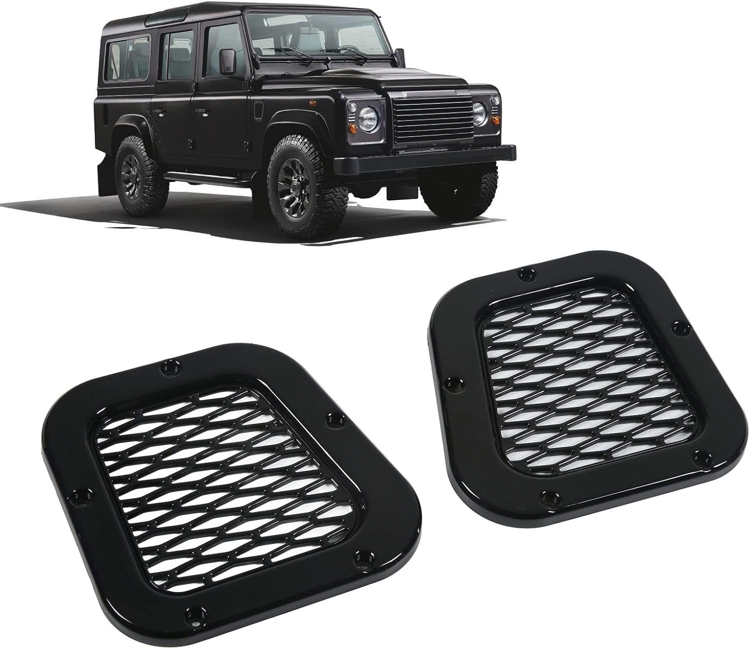 BRAND, CATEGORY, GRILLES, LEAPITURE, Front Side Air Intake Vent Grille Cover Side Hood Grille Decoration Glossy Black Car Side Vent Cover Replacement for Defender 2004 2019