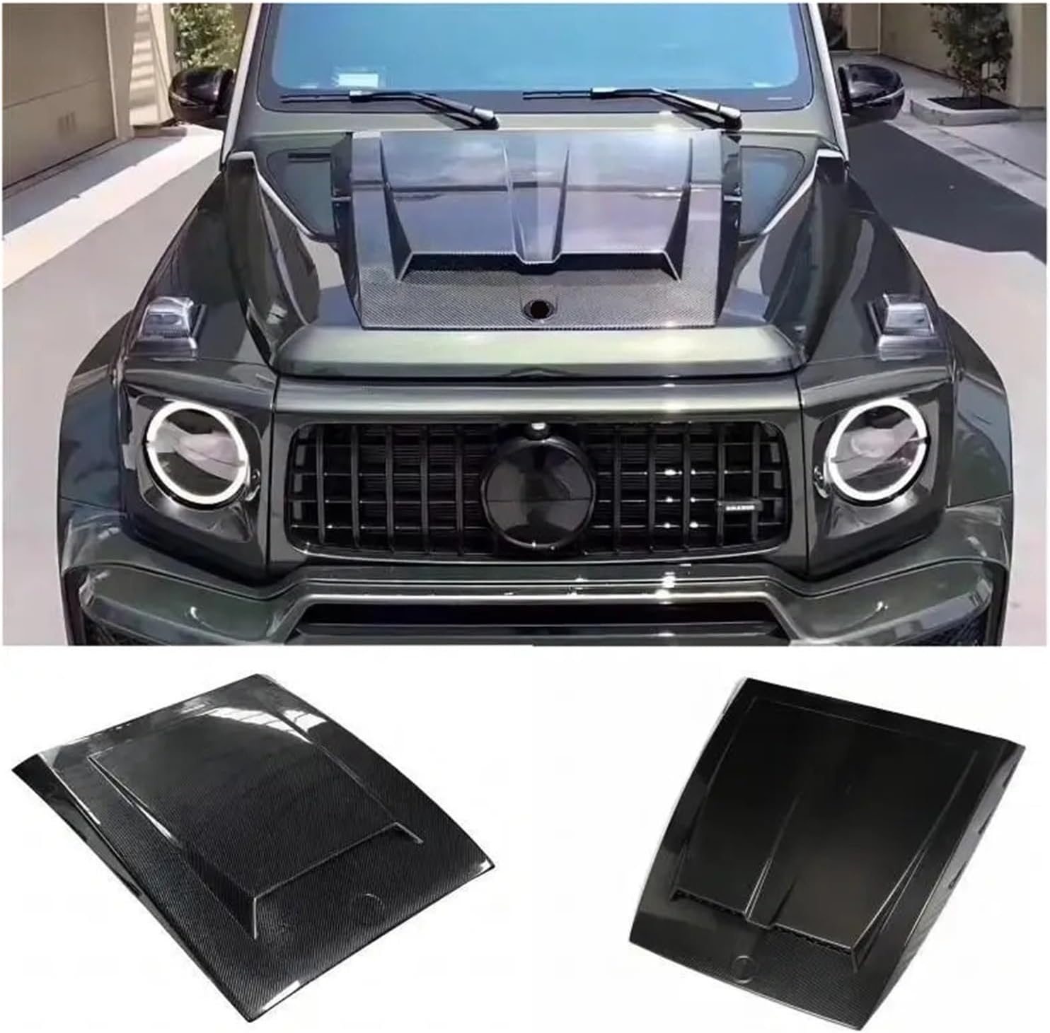 BRAND, CATEGORY, HOODS, IALQXYCX, W463 G Class B Style Carbon Fiber Front Bumper Engine Hood Bonnet Vent Cover Compatible For Benz W463 G55 G65 G63 2007-2018(1-FRP unpainted)