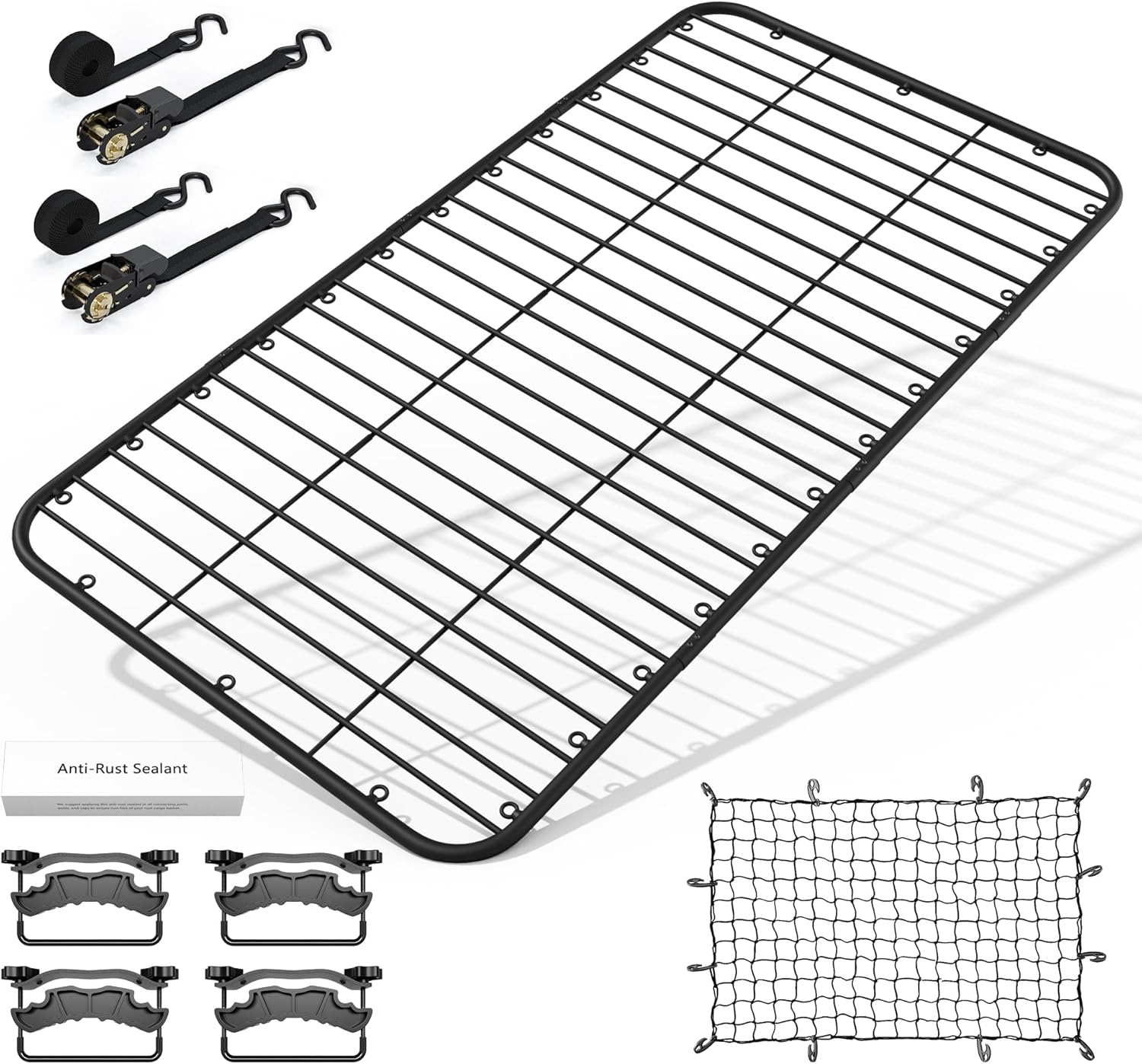 BRAND, CARGO RACKS, CATEGORY, WILDROAD, WILDROAD Car Roof Platform, Universal Roof Flat Rack 48" x 47" x 1.3" Heavy Duty Roof Rack Platform with Super Duty Bungee Cargo Net, Ratchet Straps and Anti-Rust Sealant Fits for SUV Truck Cars