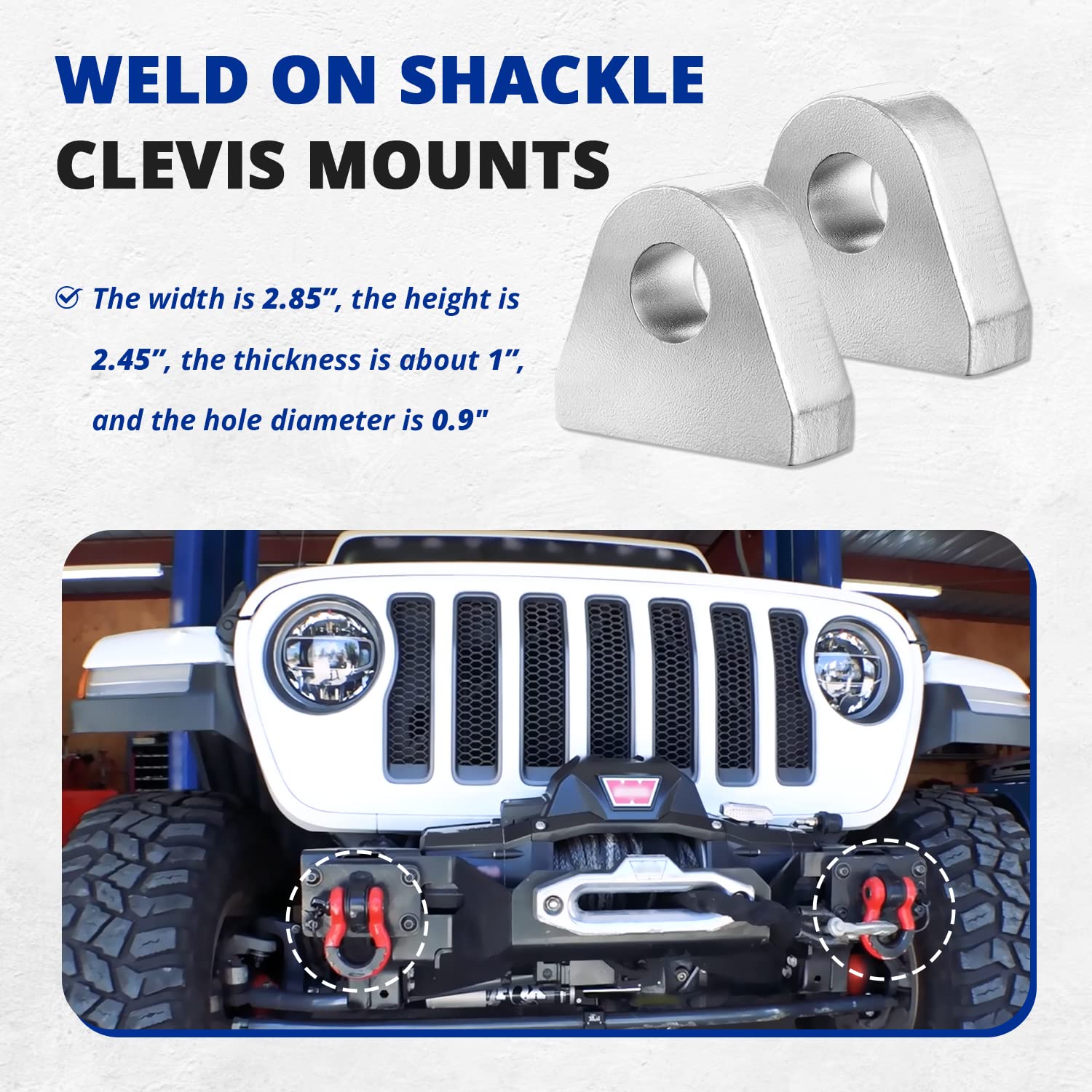 BRAND, CATEGORY, SHACKLES & PARTS, USVEHJ, Weld on Shackle/Clevis Mounts 1" Thick Steel, Offroad Hydraulic Tractor Mounts (Pack of 2)