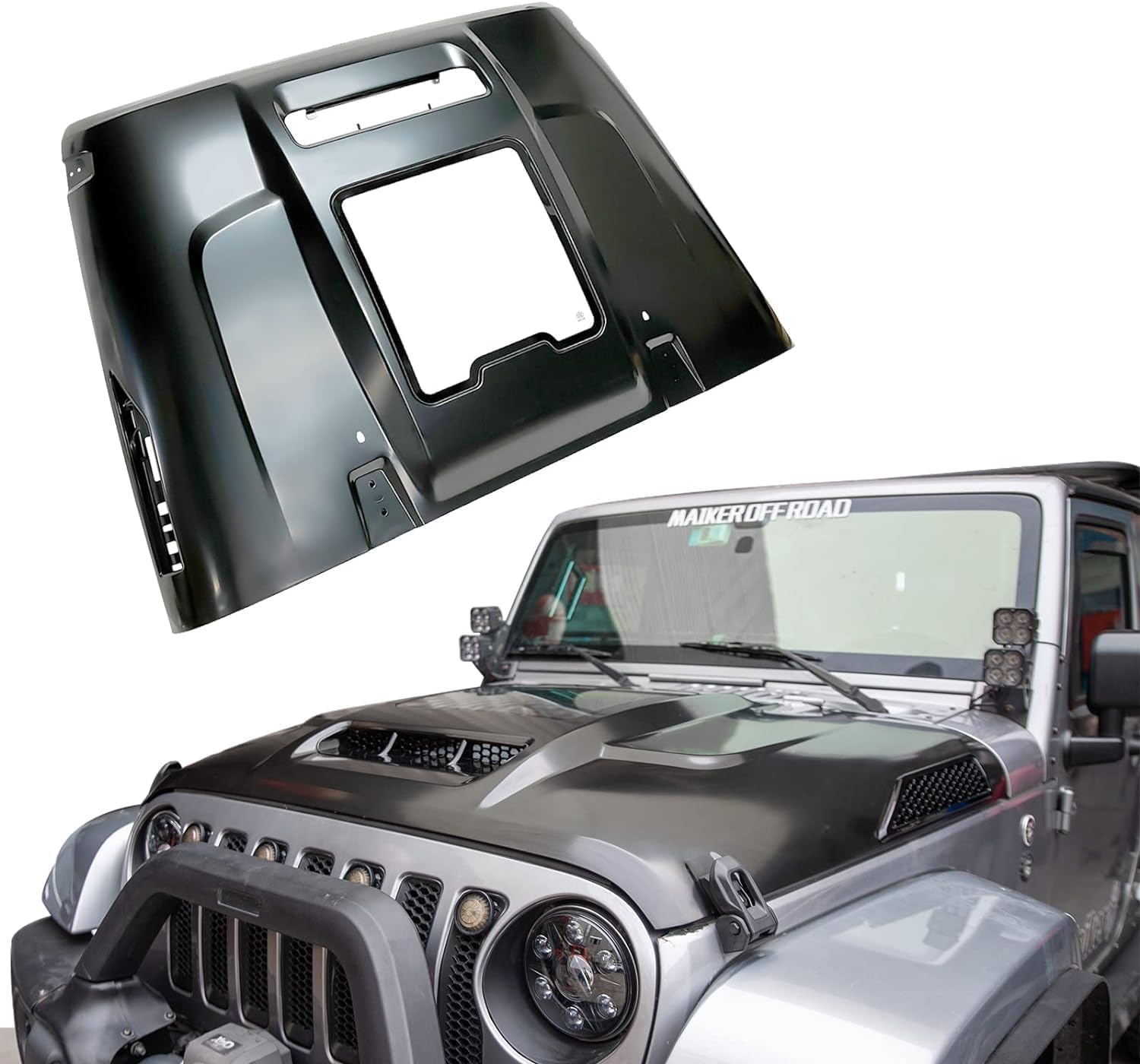 BRAND, CATEGORY, HOODS, Z8, Z8 Space Capsule Hood Compatible with 2007-2017 Jeep Wrangler JK JKU Heat Dispersion Hoods Replacement Accessories