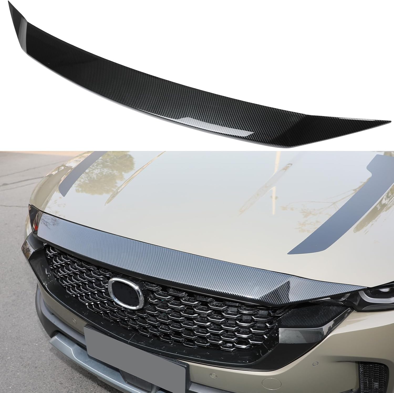 BIRBENBEN, BODY, BRAND, CATEGORY, for Mazda CX50 2023 2024 Hood Air Deflector, Carbon Fiber Low Profile Front Hood Bonnet Cover Trim, Hood Protector Bug & Hood Shields, Exterior Bumper Guard Accessories for Mazda CX-50 CX 50