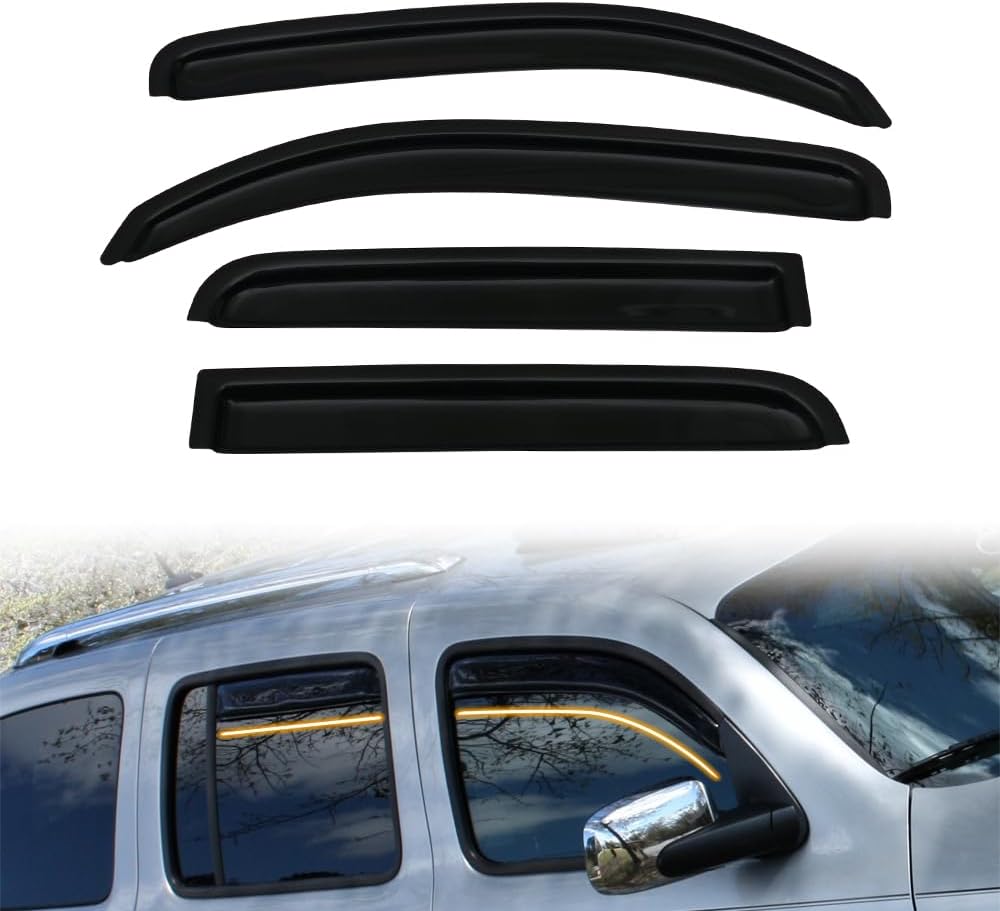 BODY, BRAND, CATEGORY, MODILOVER, in Channel Window Visor Deflectors, Compatible with 2006-2011 Chevy HHR 4Door, Acrylic Black Slim Style Window Rain Guards, Sun Wind Side Vent Visor Set, 4 Pieces